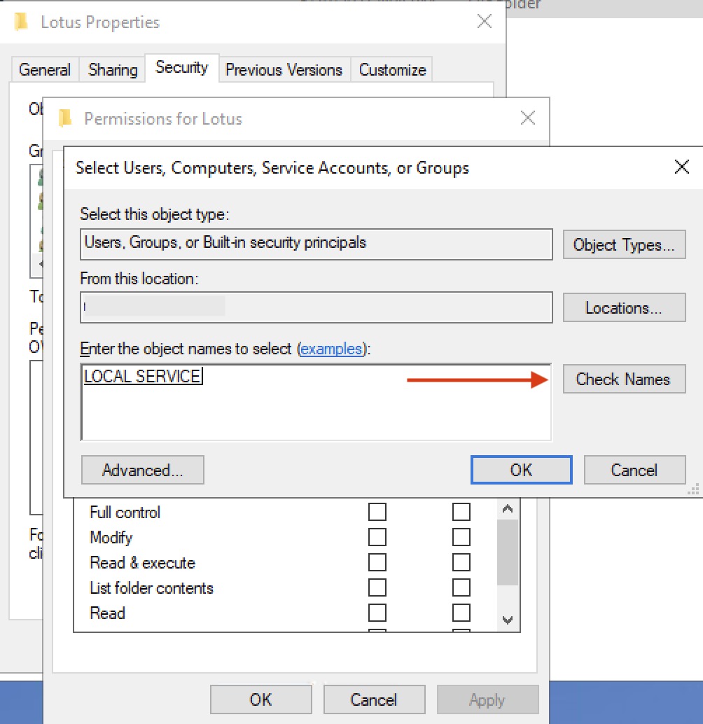 Add User Service Account Dialog